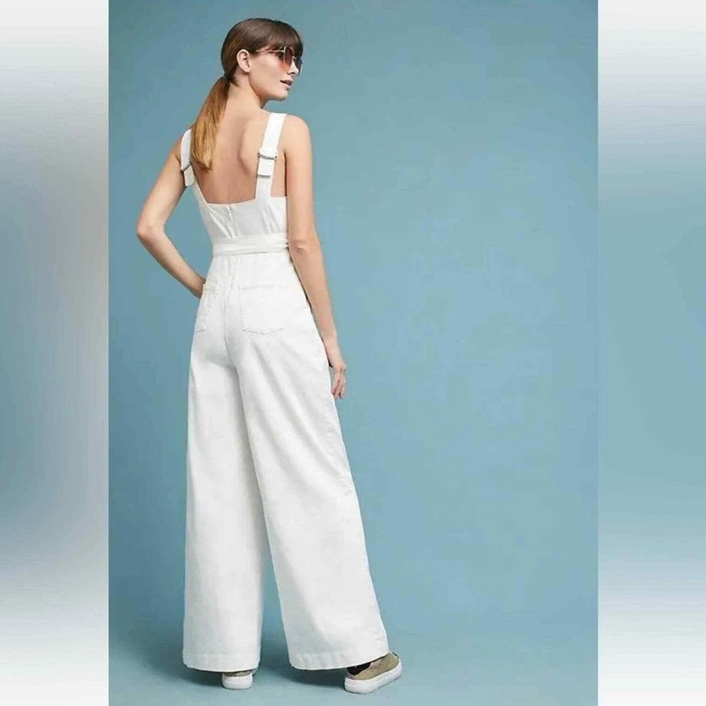 Anthropologie White Wide Leg Jumpsuit - Picture 4 of 5